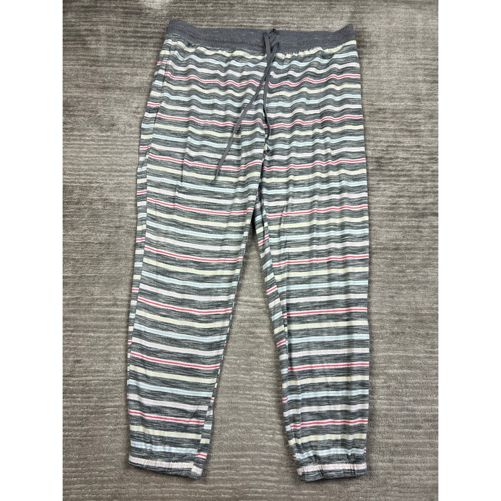 Secret Treasures Pajama Pants Womens 2X Grey Striped Jogger Sleepwear Drawstring